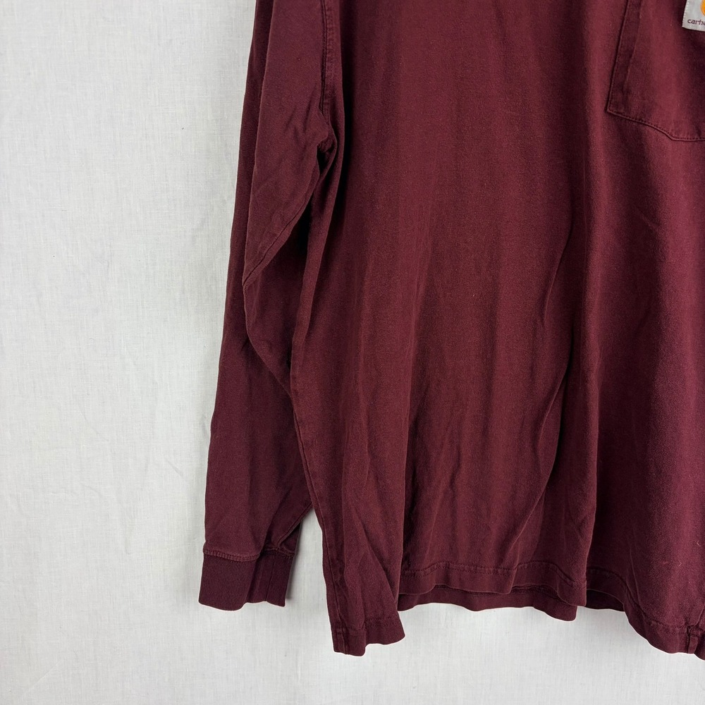 Carhartt Mens K126 PRT Long Sleeve Pocket T-Shirt Burgundy Maroon Original Fit M - Picture 10 of 13